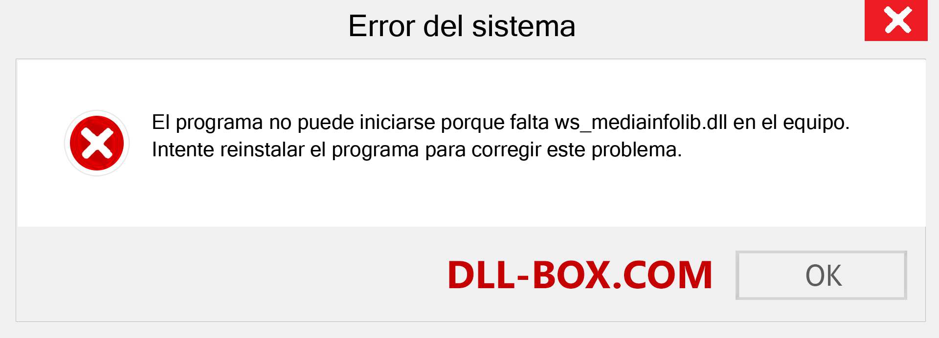 ¿Falta el archivo ws_mediainfolib.dll ?. Descargar para Windows 7, 8, 10 - Corregir ws_mediainfolib dll Missing Error en Windows, fotos, imágenes